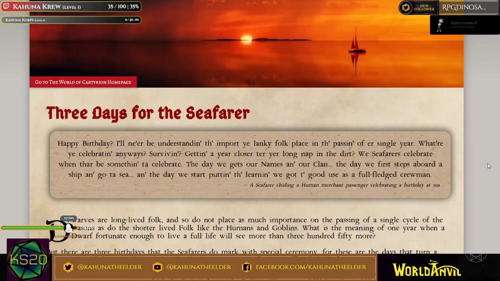 Highlight: KAHUNA READS - Three Days For the Seafarer