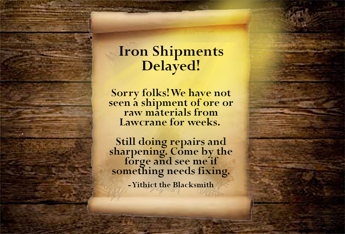 Iron Shipments Delayed